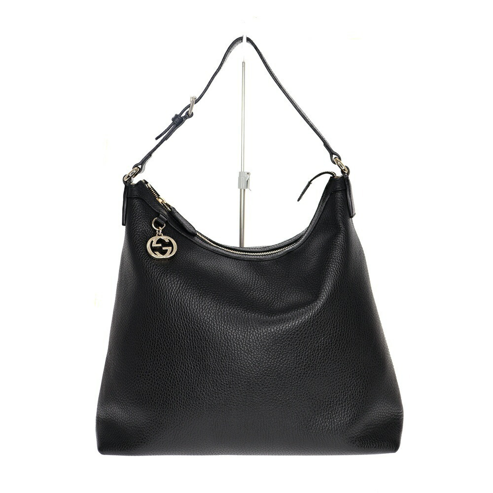 Gucci One Shoulder Hobo Bag Interlocking GG Black